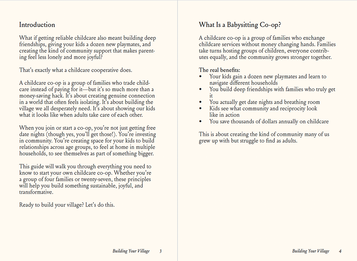 Babysitting Co-op Booklette