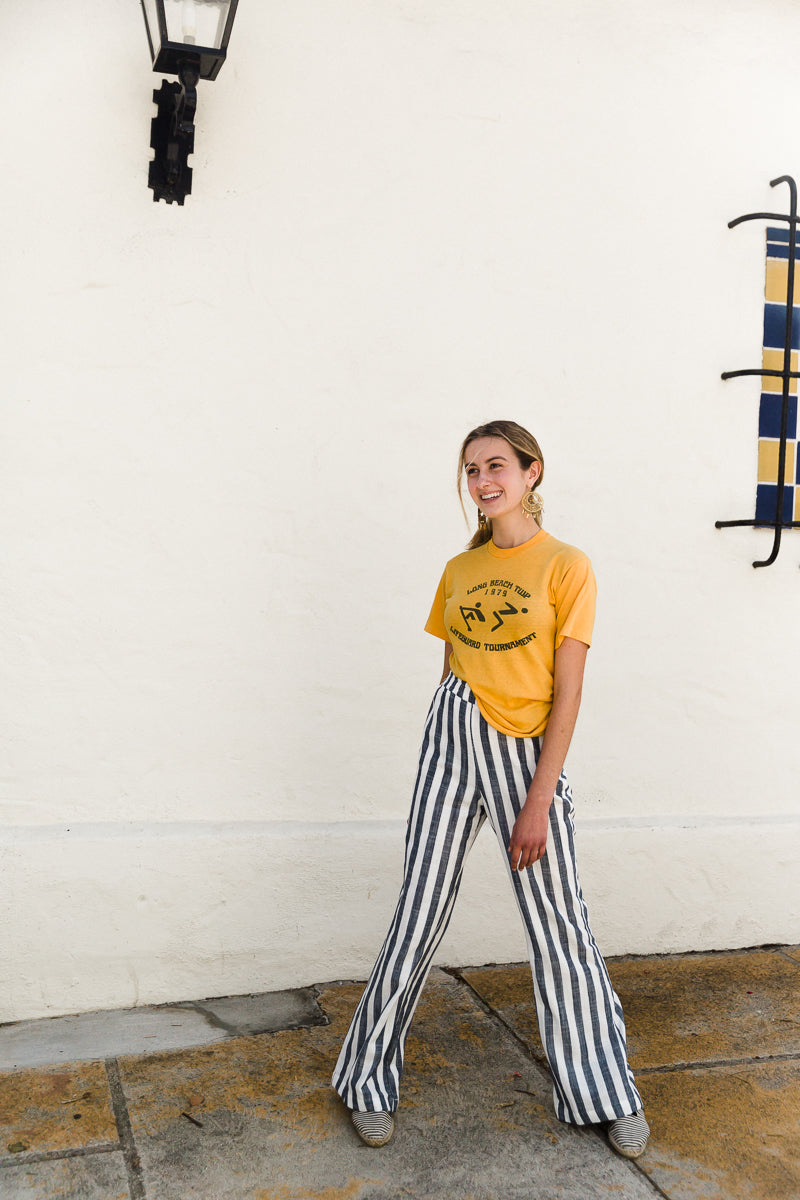 Buy Women Yellow Stripe Formal Regular Fit Trousers Online  675974  Van  Heusen
